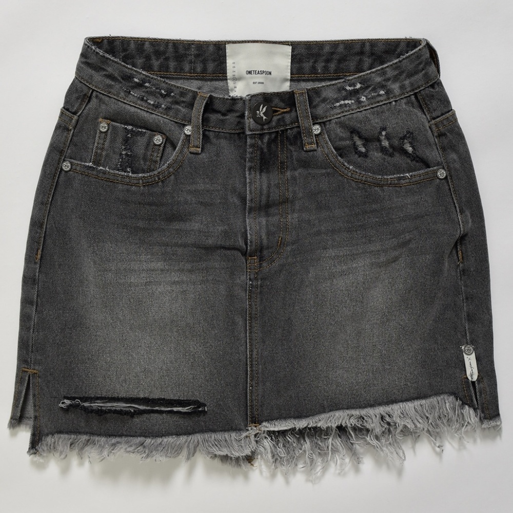 One Teaspoon VIKING MINI HIGH WAIST DENIM SKIRT
